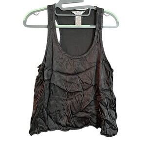 Hard Tail Forever Womens Gray Racerback Tank Top Ruffled Rayon Size M